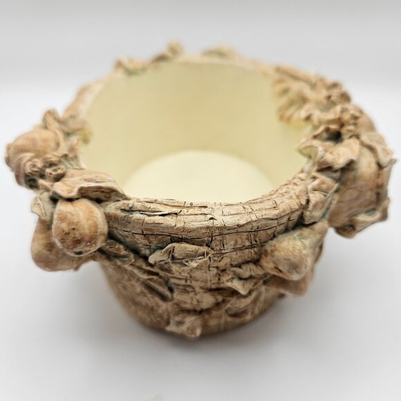 Rustic Sculpted Fruit & Leaf Decorative Bowl – Tuscan Style Planter - Picture 4 of 6